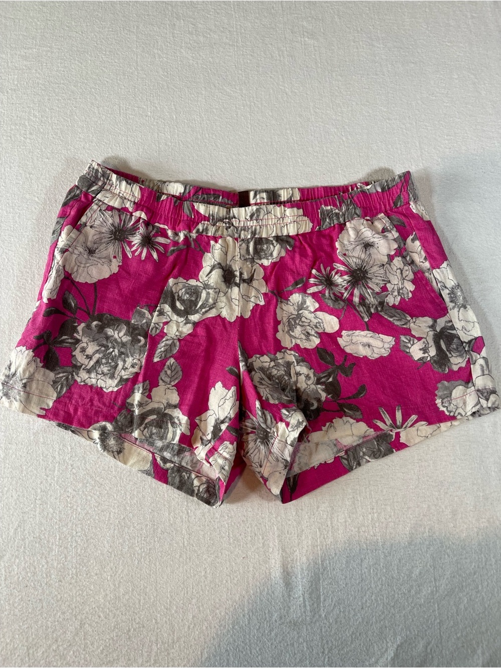 Kut from the Kloth 100% Linen Shorts Pink and Cream Floral Women’s 8